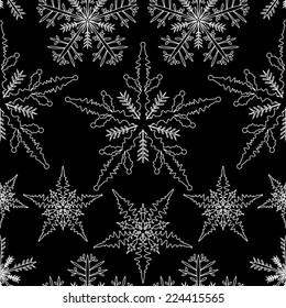 christmas background with snow flakes, vector, seamless pattern