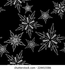christmas background with snow flakes, vector, seamless pattern