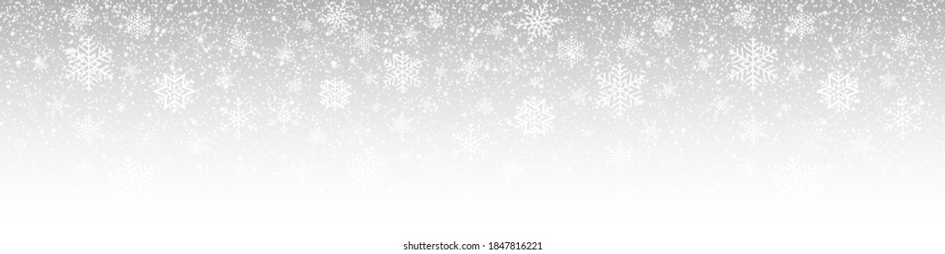 Christmas Background. Snow and Snowflakes on Winter Background. Snowfall. Xmas. Vector illustration
