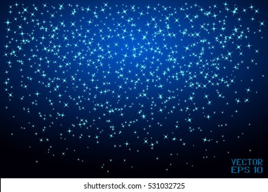 Christmas Background. Snowfall of Stars. Vector Illustration