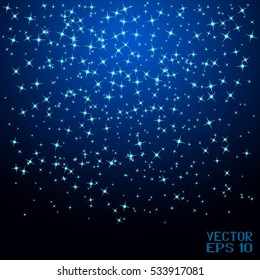 Christmas Background. Snowfall of Stars. Vector Illustration