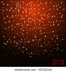 Christmas Background. Snowfall of Stars. Vector Illustration