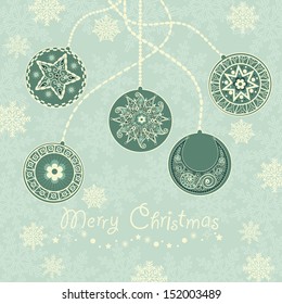 Christmas background with snowflake and christmas balls