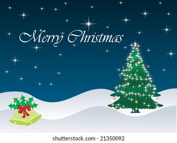 christmas background with snowflake, bell, tree element for design, vector illustration