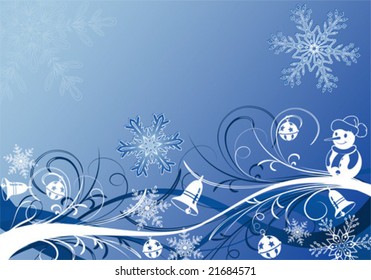 Christmas background with snowflake and decoration element, vector illustration