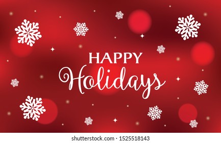 Christmas background with a snowflake design and bokeh lights. Happy Holidays greeting card. Winter illustration.