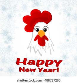 Christmas background with snowflake and rooster