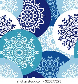 Christmas background, snowflake vector seamless pattern, winter texture, doily round, design elements