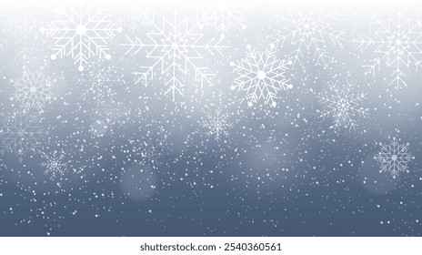 Christmas background with snowflakes. Abstract falling snow design. Vector illustration