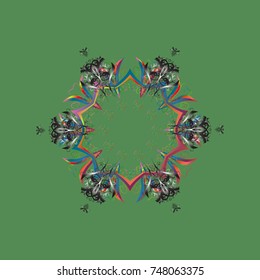 Christmas background with snowflakes abstract background. Vector illustration. Cute design. Holiday design for Christmas, New Year fashion prints. Green, gray and blue snowflakes.