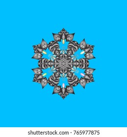 Christmas background with snowflakes abstract background. Vector illustration. Blue, gray and neutral snowflakes. Cute design. Holiday design for Christmas, New Year fashion prints.