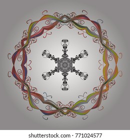 Christmas background with snowflakes abstract background. Vector illustration. Neutral, gray and brown snowflakes. Cute design. Holiday design for Christmas, New Year fashion prints.