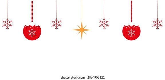 Christmas background with snowflakes and balls. Vector graphics