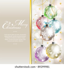 Christmas Background with Snowflakes and Bauble, element for design, vector illustration
