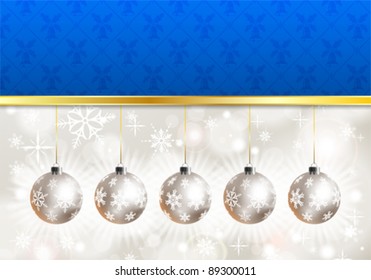 Christmas Background with Snowflakes and Bauble, element for design, vector illustration