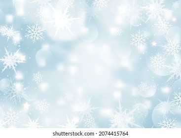 Christmas background with snowflakes and bokeh lights design