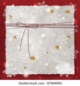 Christmas background with snowflakes and bow