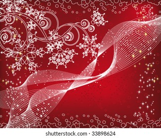 Christmas background with snowflakes branch