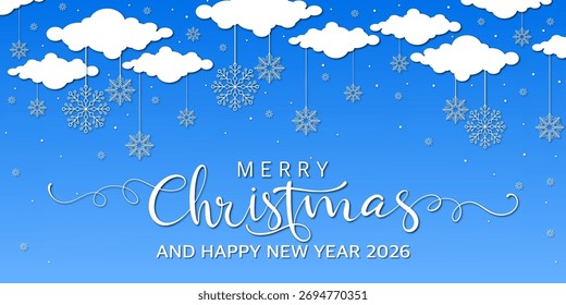 Fondo de Navidad con copos de nieve, tarjeta de Navidad con copos de nieve Vector EPS