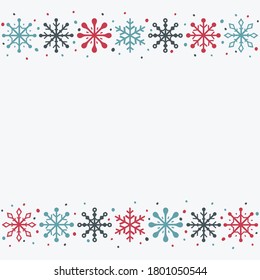 Christmas background with snowflakes and copyspace. Empty Xmas greeting card. Vector