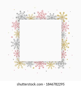 Christmas background with snowflakes and copyspace. Empty Xmas greeting card. Vector