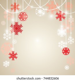 Christmas background. Snowflakes. Decor. Garland. New Year. Celebration. Vector illustration. Winter. Snow.