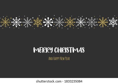 Christmas background with snowflakes. Design of Xmas greeting card. Vector