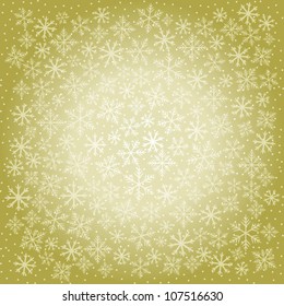 Christmas background with snowflakes in different shades of golden.