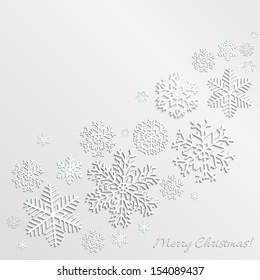 Christmas background with snowflakes of different shapes and sizes