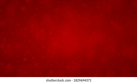 Christmas background of snowflakes of different shapes, sizes and transparency in red colors