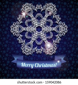Christmas background with snowflakes and flare. Vector illustration.