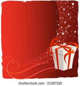 Christmas  background with  snowflakes and gift