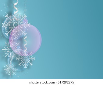 Christmas background with snowflakes and christmas glass balls