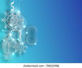 Christmas background with snowflakes and christmas glass balls
