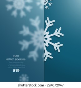 Christmas background with snowflakes and  with glass transparent place for the text