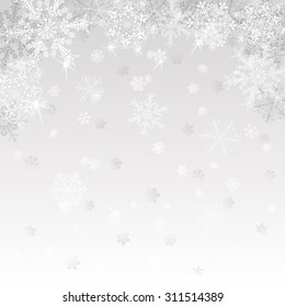 Christmas background with snowflakes in gray colors
