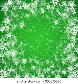 Christmas background of snowflakes in green colors EPS10