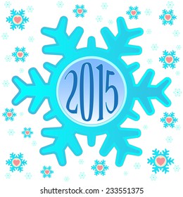 Christmas background with snowflakes and hearts , vector illustration