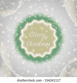 Christmas background with snowflakes and hoarfrost. Happy New Year greeting card. Vector illustration EPS 10.