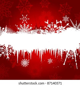 Christmas background of snowflakes and icicles