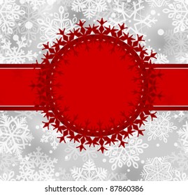Christmas background with snowflakes and label