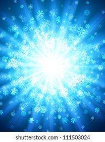Christmas background snowflakes and light vector image
