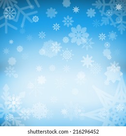 Christmas background with snowflakes and lights. Vector image