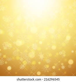 Christmas background with snowflakes and lights. Vector image