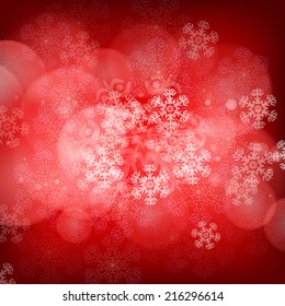 Christmas background with snowflakes and lights. Vector image