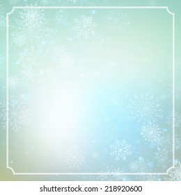 Christmas background with snowflakes and lights. Vector image