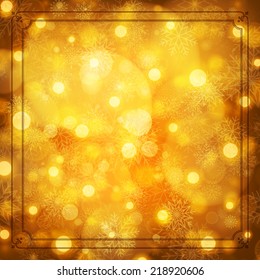 Christmas background with snowflakes and lights. Vector image