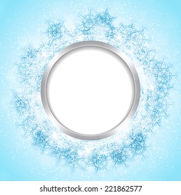 Christmas background with snowflakes and lights. Vector image