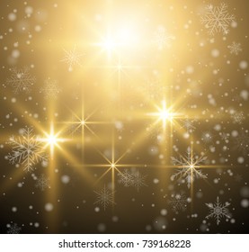 Christmas background with snowflakes and magical lights, vector  illustration