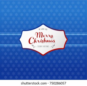 Christmas background with snowflakes and Merry Christmas label.